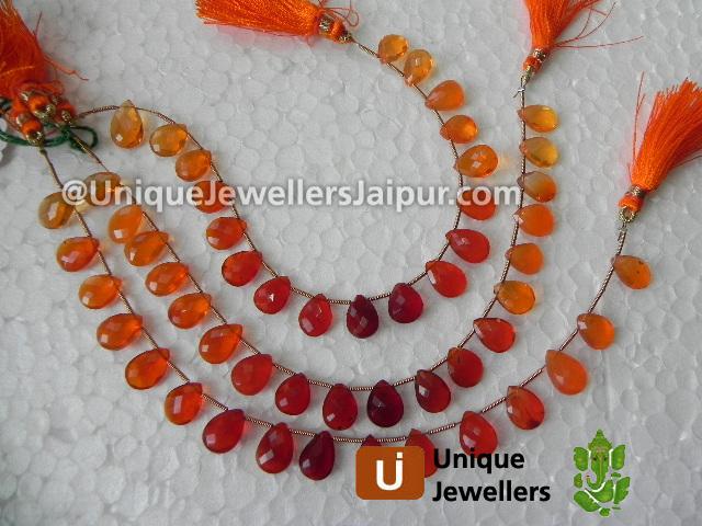 Fire Opal Faceted Pear Beads